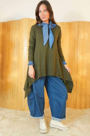 Mabel Dip Side Stretch Fine Knit Khaki /30=